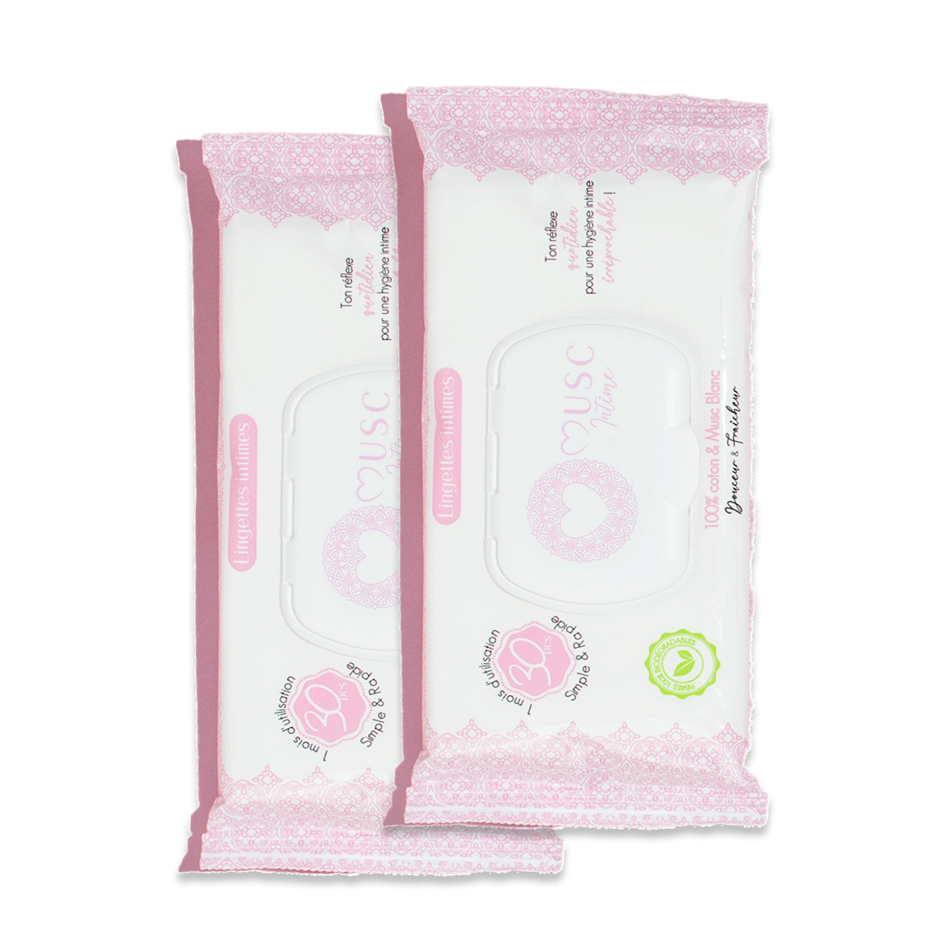 Lingettes toilette Intime au Musc Blanc - Paquet de 30 Image