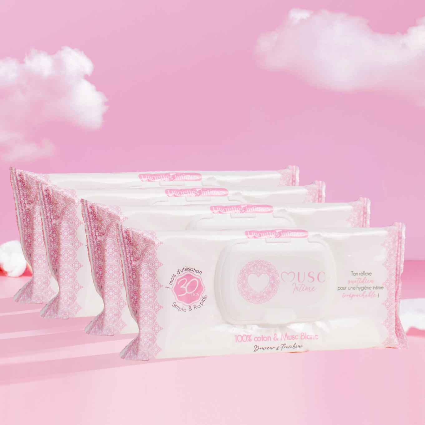 3 Paquets de Lingettes + 1 offert Musc Blanc Image