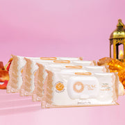 4 Packs of Intimate Wipes with Amber Flower Image