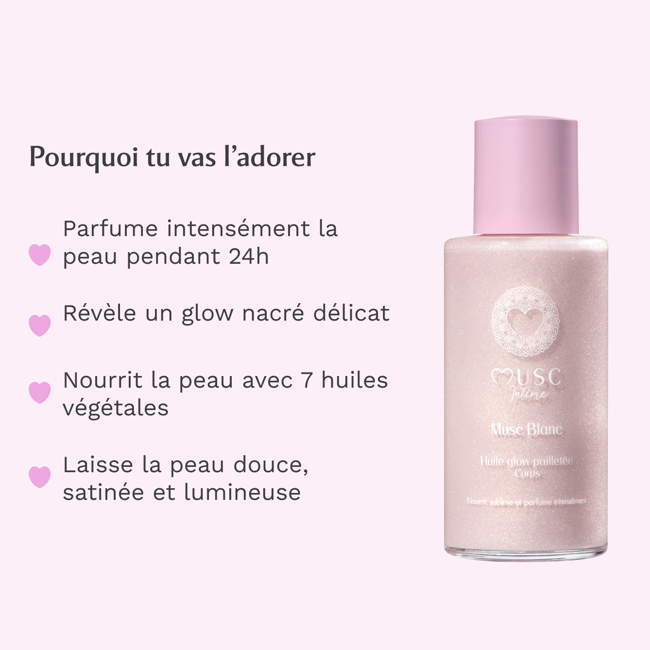 Huile Glow Pailletée Corps Musc Blanc Image