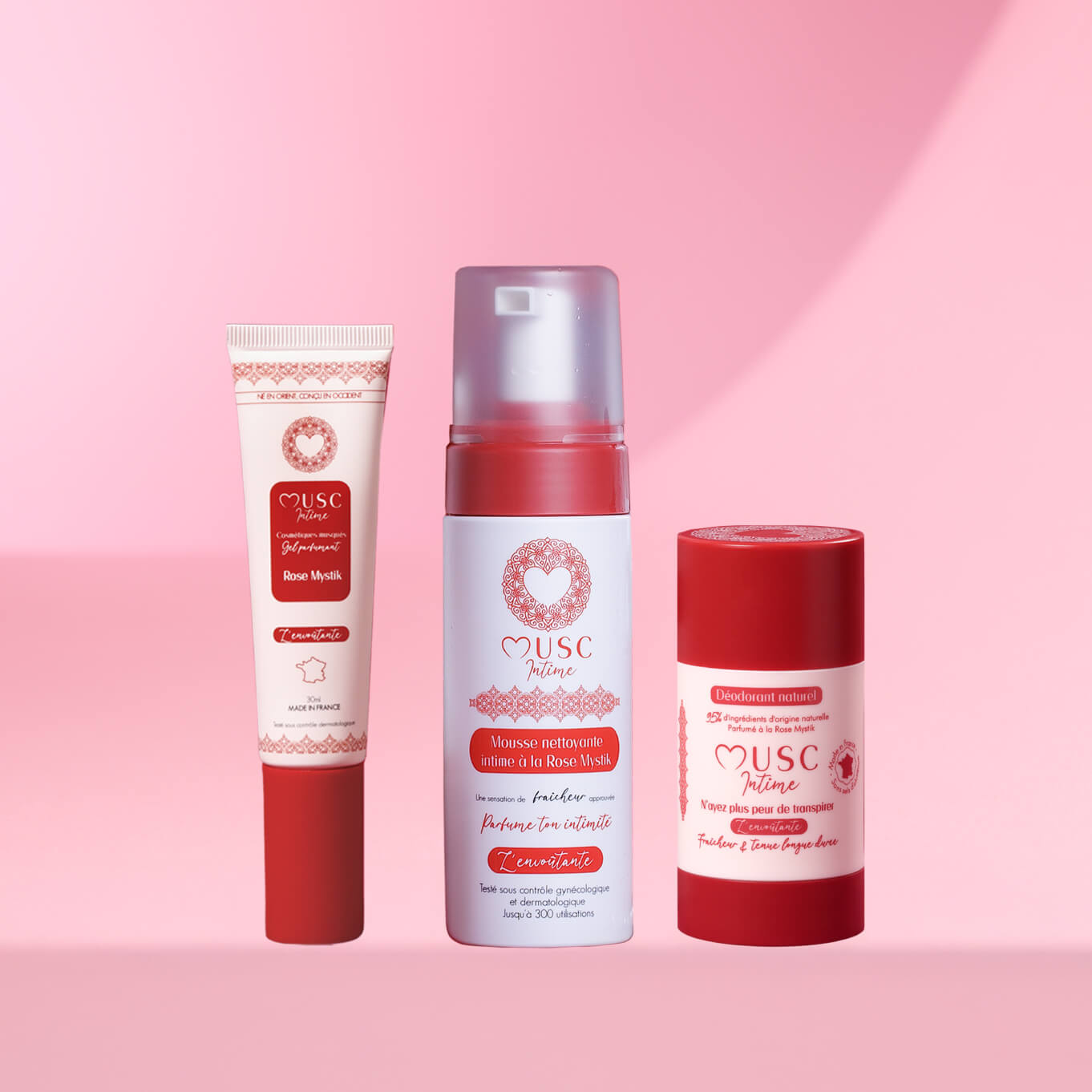 Geparfumeerde gel, Vaste deodorant en Intieme reinigingsmousse met Mystieke Roos Image