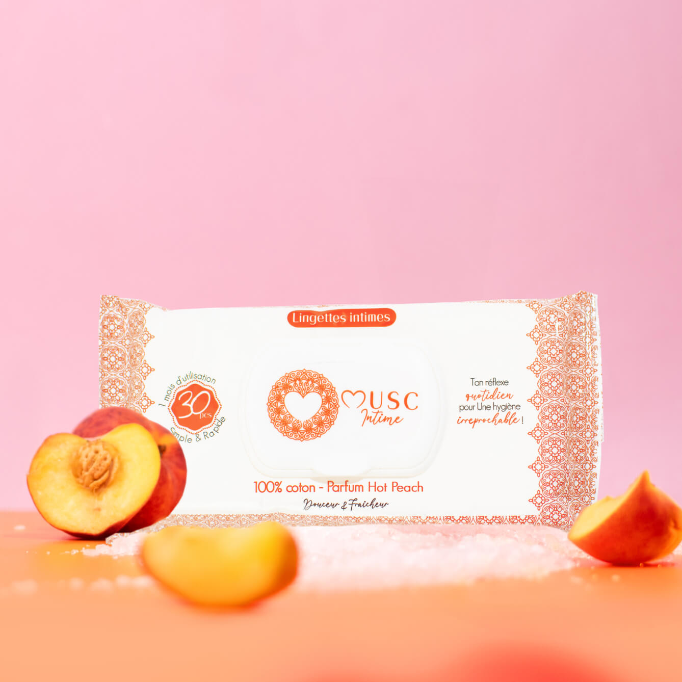 Lingettes toilette intime - Paquet de 30 à la Hot Peach - La Charmeuse Image
