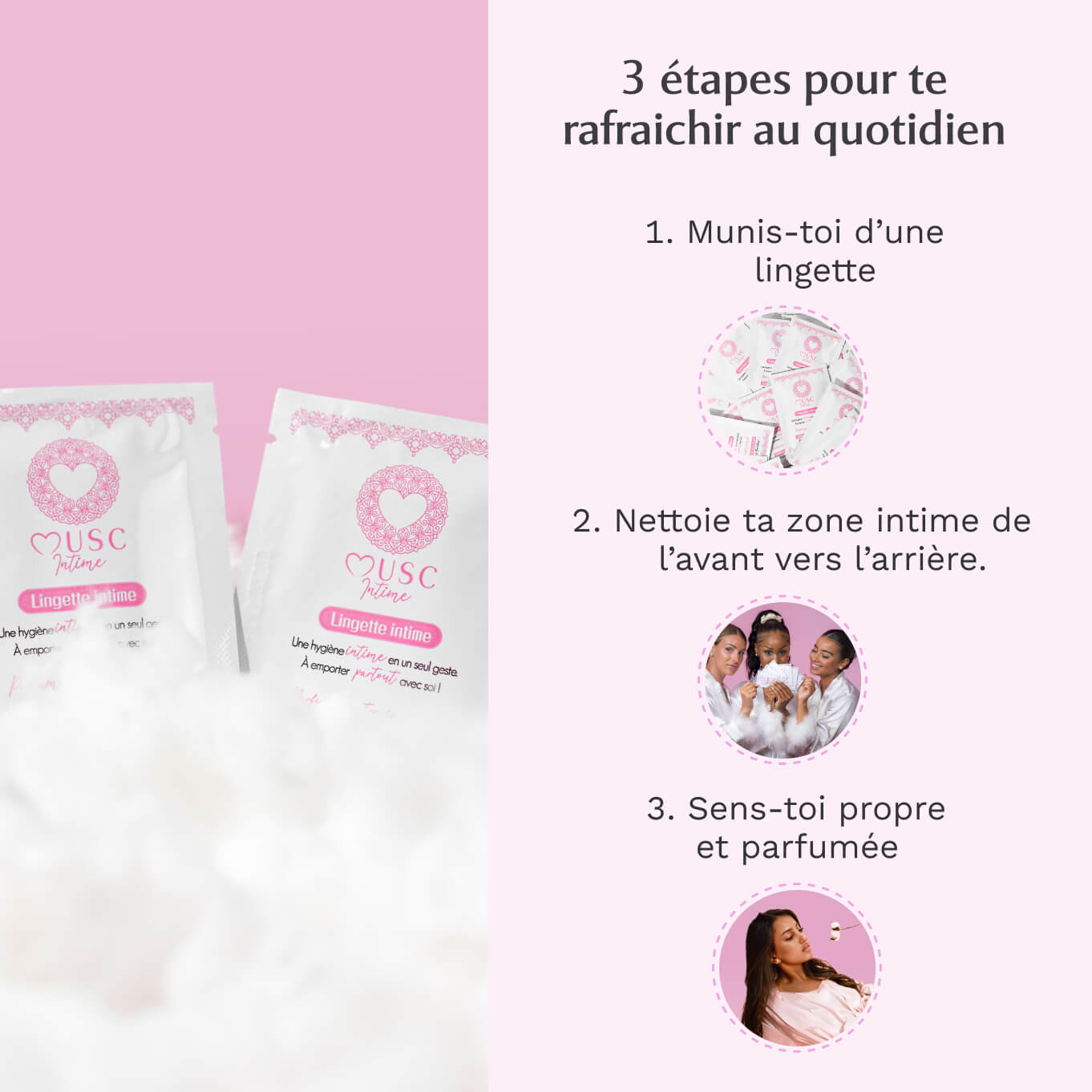 Lingettes toilette Intime au Musc Blanc - l'Irrésistible Image