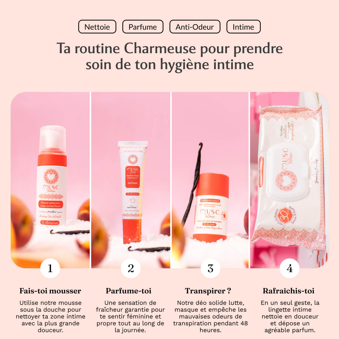 Lingettes toilette intime - Paquet de 30 à la Hot Peach - La Charmeuse Image