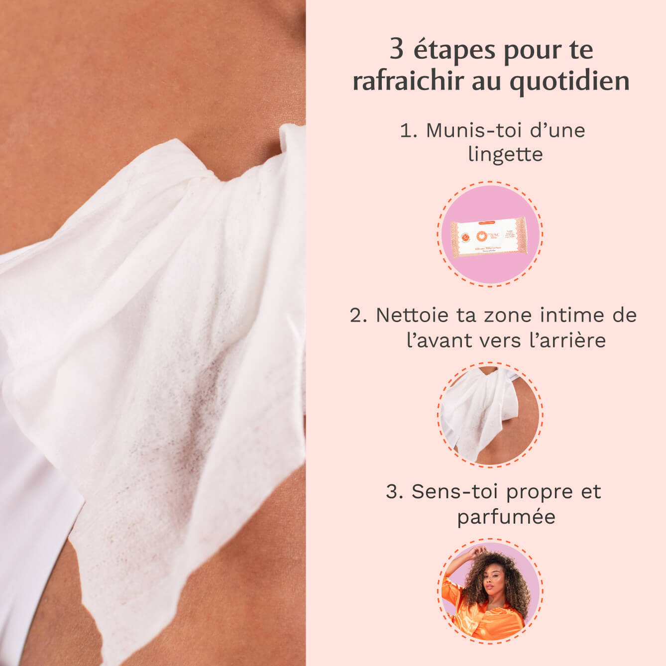 Lingettes toilette intime - Paquet de 30 à la Hot Peach - La Charmeuse Image