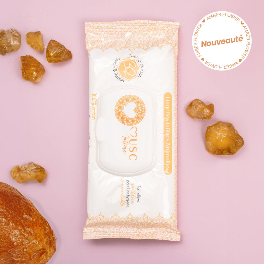 Lingettes Intimes - Paquet de 30 - Amber Flower - La Précieuse Image