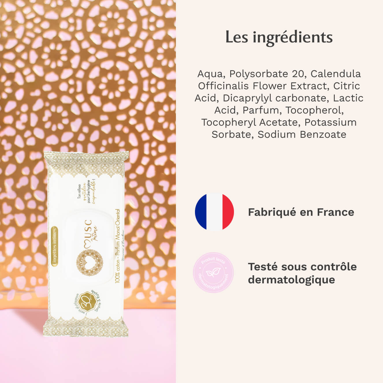 Lingettes toilette intime - Paquet de 30 au Monoï Oriental - La Rayonnante Image