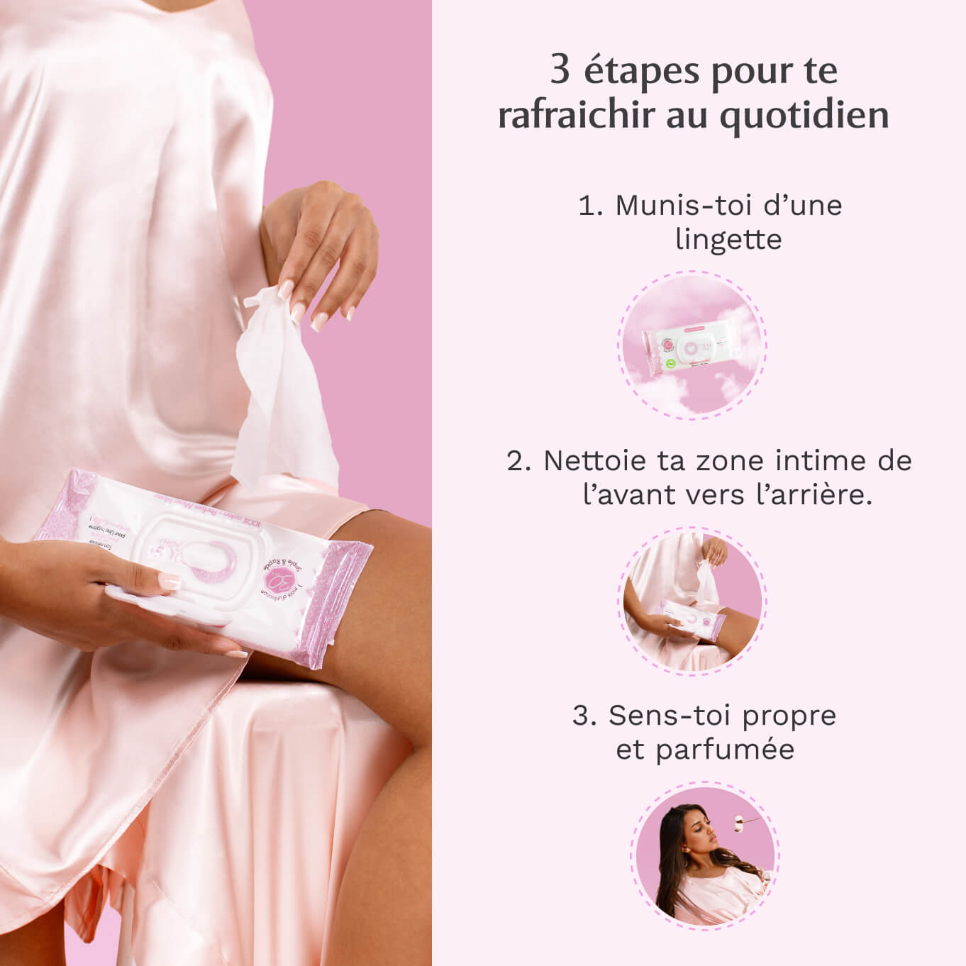 Lingettes toilette Intime au Musc Blanc - Paquet de 30 Image