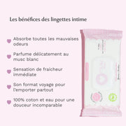 Lingettes toilette Intime au Musc Blanc - Paquet de 30 Image