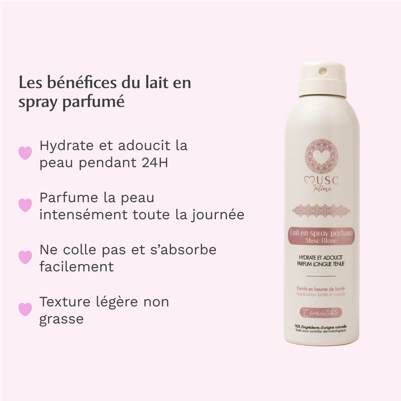 Lait en spray parfumé Musc Blanc - L'Irrésistible Image