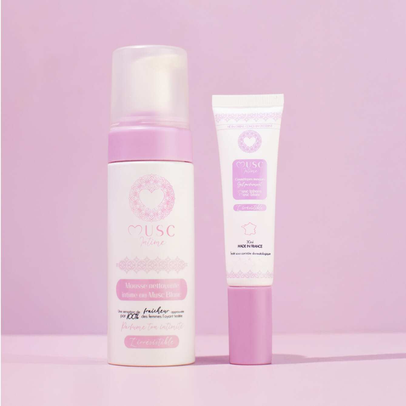 Gel parfumant + Mousse nettoyante intime au Musc Blanc Image