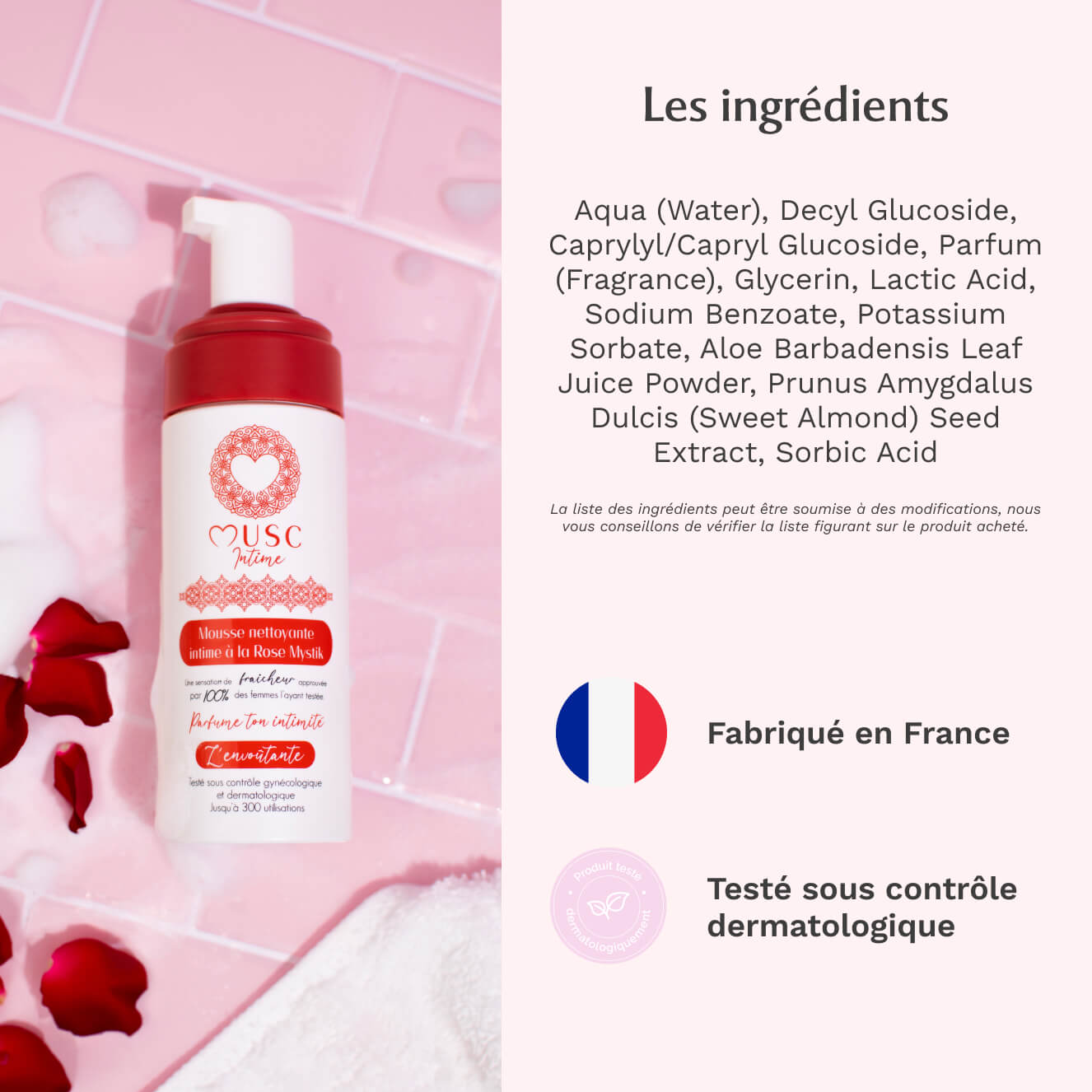 Mousse nettoyante intime à la Rose Mystik - L'Envoûtante (150ml) Image