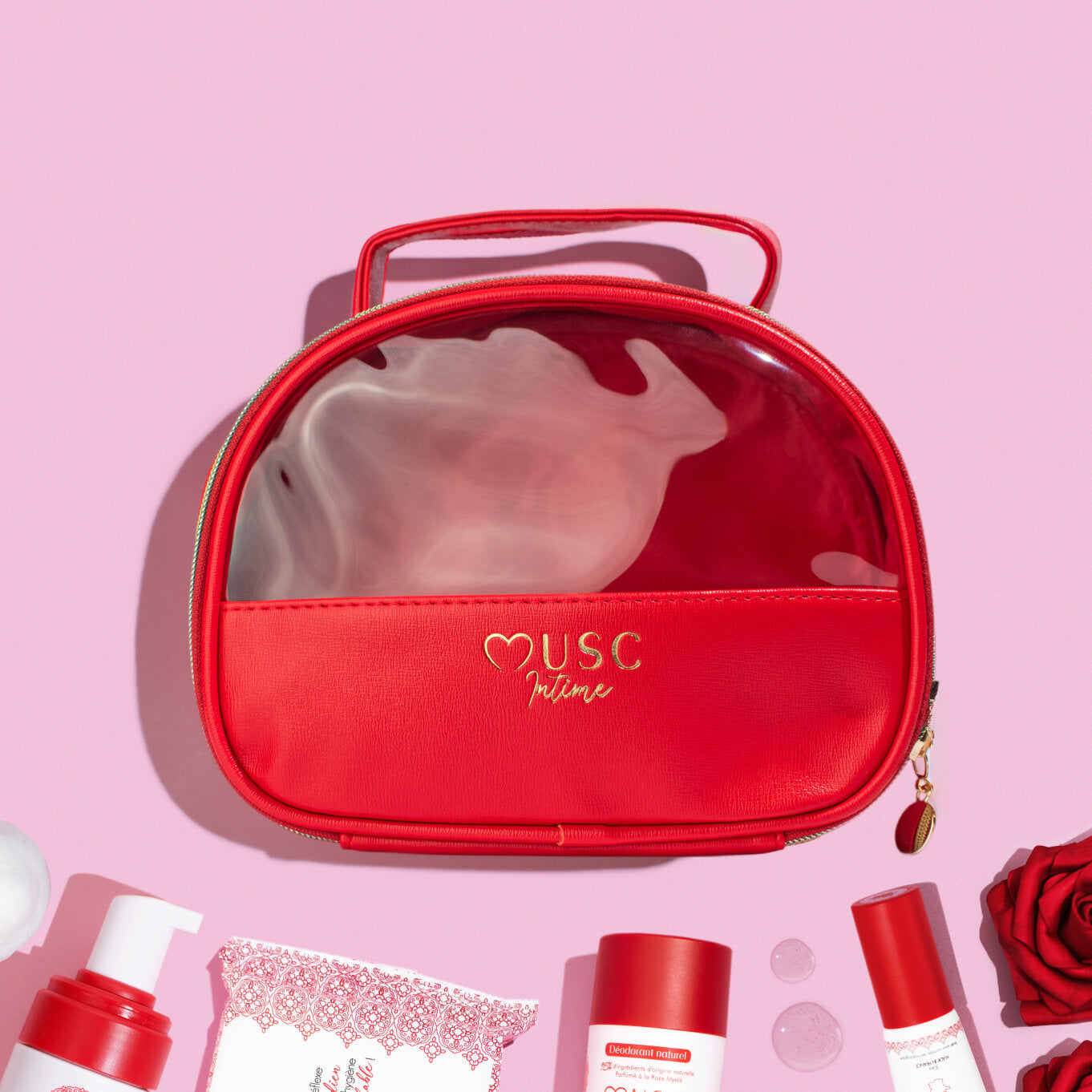 Trousse unisexe en toile recyclée motif vichy rouge & blanc | JULES & JENN Trousse unisexe en toile recyclée motif vichy rouge & blanc | JULES & JENN