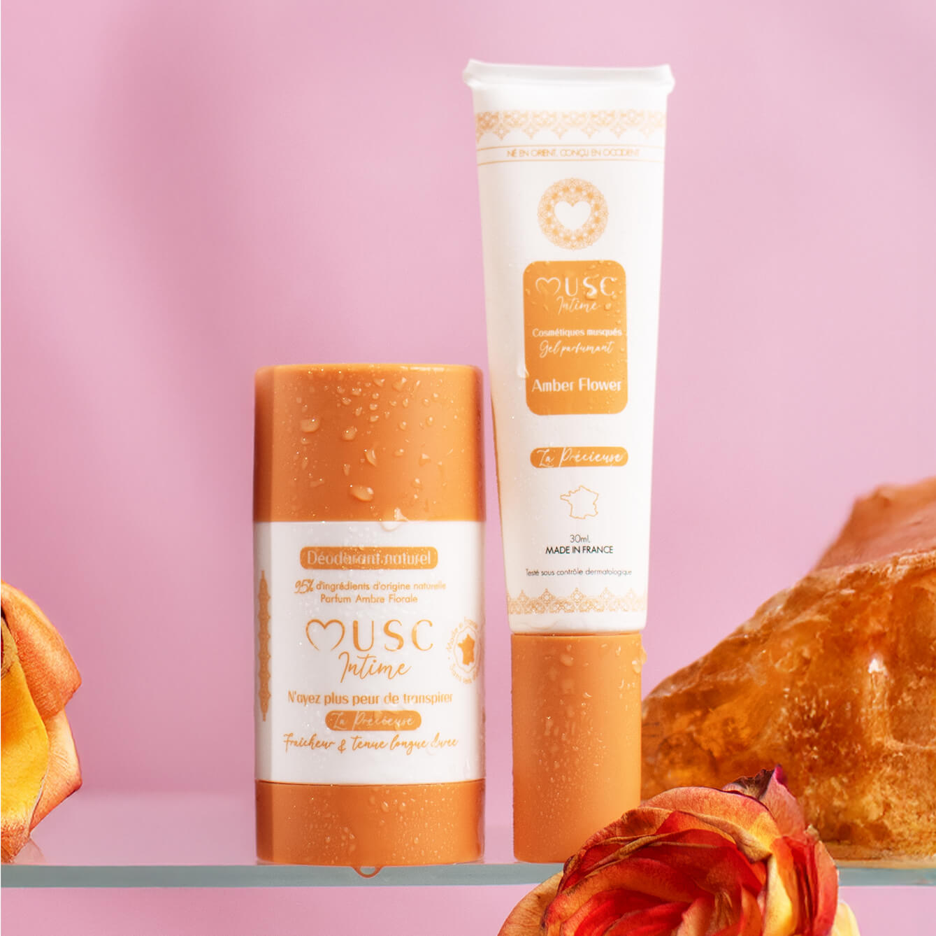 Scented Gel + Solid Deodorant with Amber Flower Image